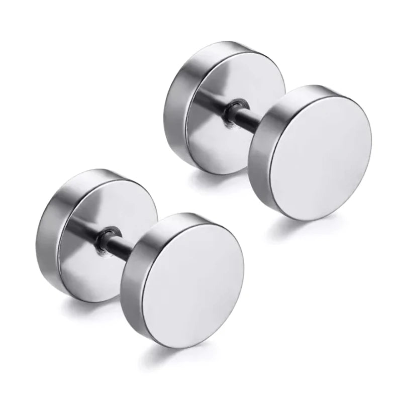 Boucles d'oreilles à tige en bois et acier inoxydable pour hommes, 1 paire