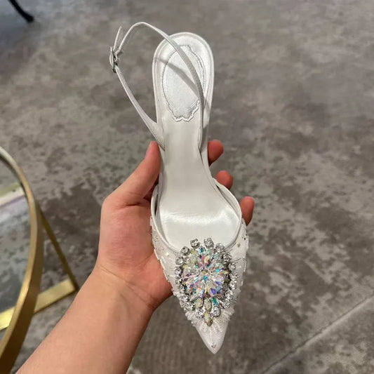 Pearl Decor Slingback Summer High Heels For Women