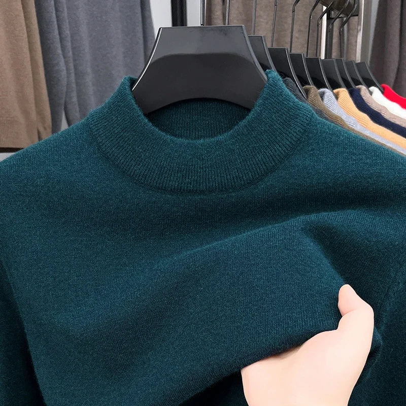 Knitwear Sweater Autumn/Winter Mock Neck Pullovers Casual Mens Clothing