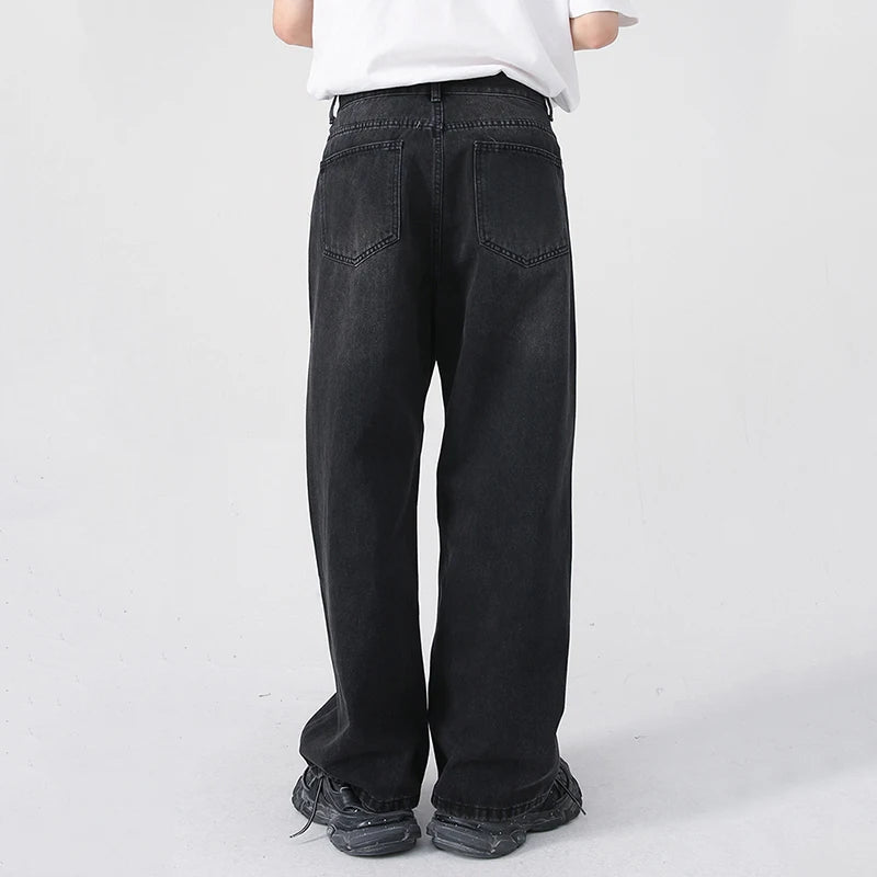 Autumn/Winter Men's Personality Straight Wide-Leg Jeans