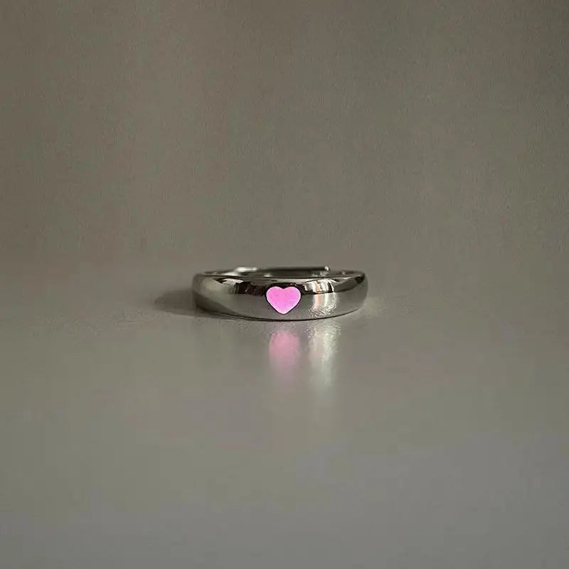 Adjustable luminous heart couples rings