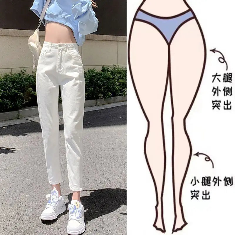 Women's Thickened Fleece Lined Nine Point Jeans