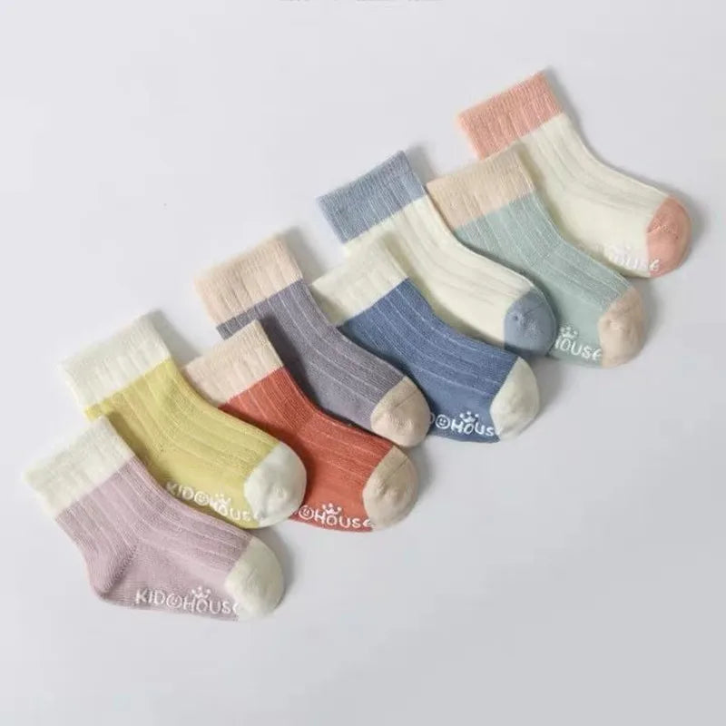 4Pairs Baby Socks Cotton Four Seasons Anti-Slip for Newborn Baby