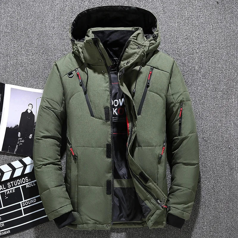 Veste/manteau rembourré à capuche et fermeture éclair pour homme
