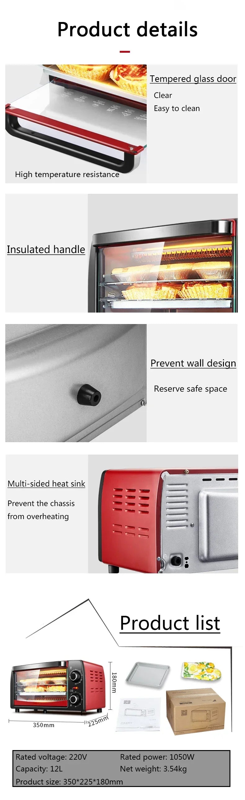 Green Kitchen Four à rôtir électrique 12 L