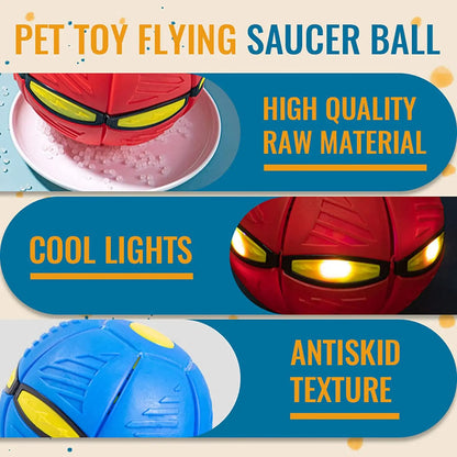 Pet Dog Magic Flying Saucer Ball - Soft Rubber Interactive Throwing Ball