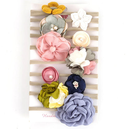10Pcs/Set Flower Baby Headbands Elastic Nylon Hairbands