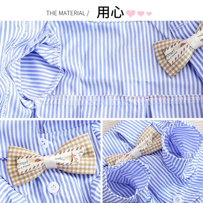 Bowknot Striped Shirts for Dogs Clothing