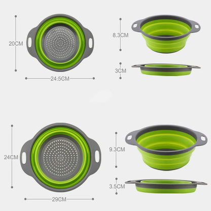 2pcs Silicone Round Folding Vegetable Washing Basket