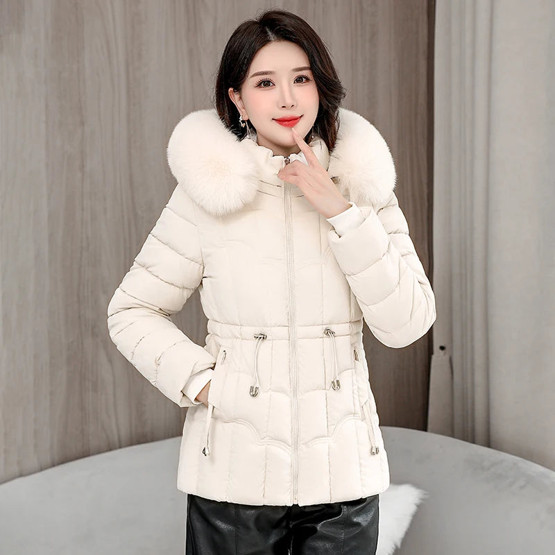 Parka d'hiver à capuche matelassée en coton pour femme