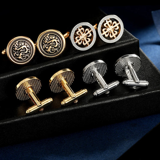 Men's Dragon Totem Round Cufflinks – Shirt Sleeve Buttons