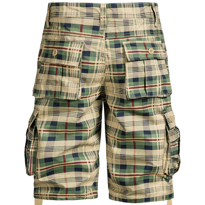 Men's Cotton Plaid Cargo Shorts