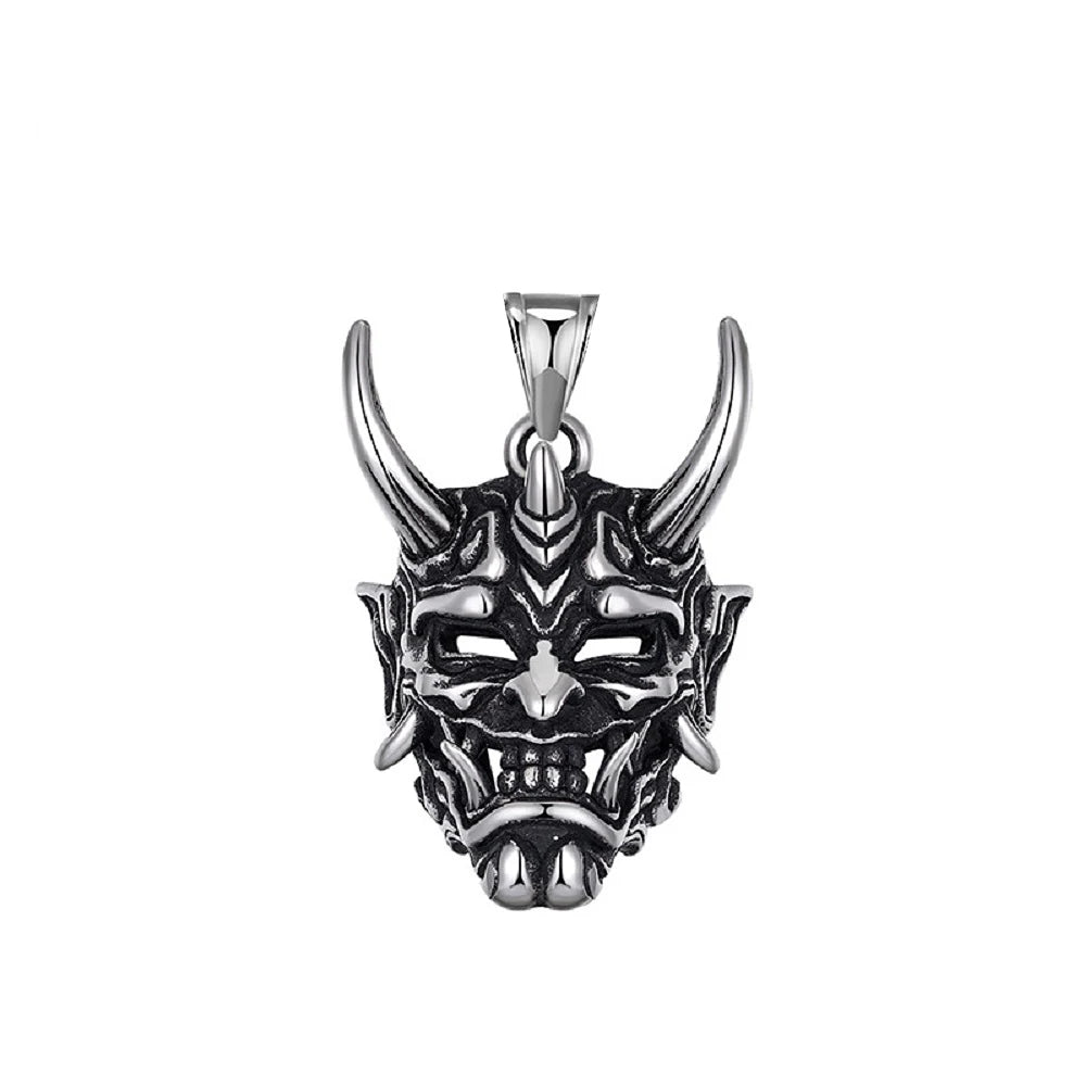 Gothic Retro Stainless Steel Ghost Mask Pendant Necklace