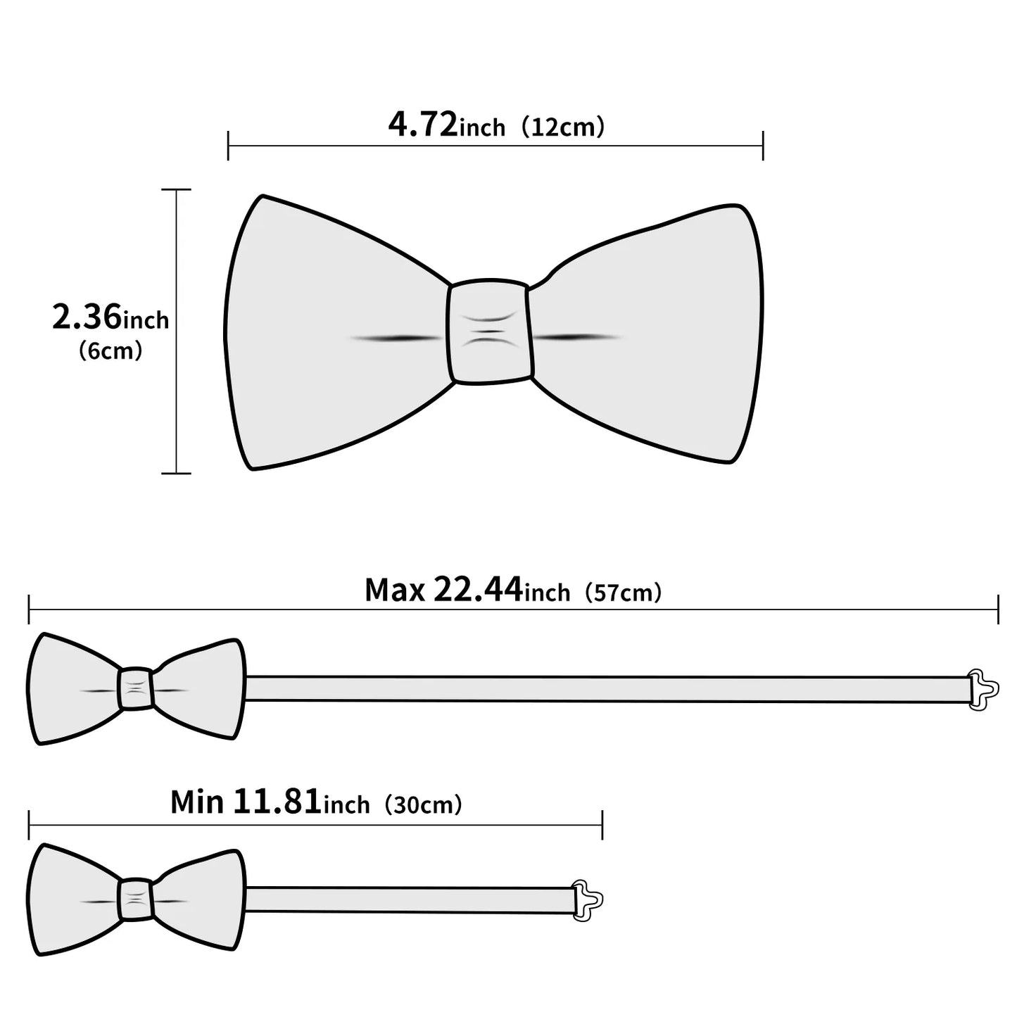 Pre-tied Solid Silk Bow Tie Set for Men