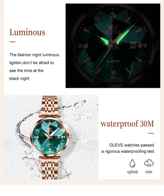 Waterproof Stainless steel Strap Rose Gold Watch for Women