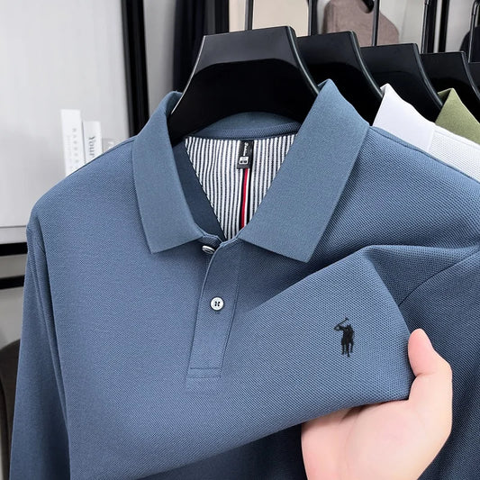 Men's Pure Cotton Long Sleeve Polo Shirt