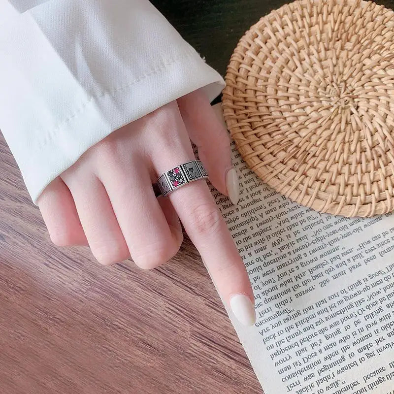 Vintage-inspired open cuff finger couple rings
