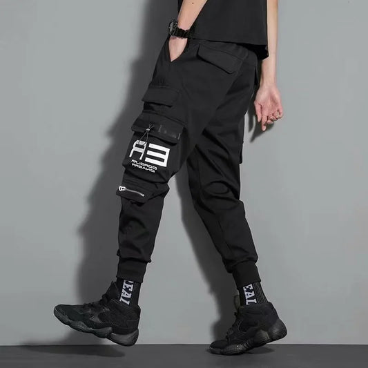 Pantalon cargo homme style streetwear hip-hop décontracté – Pantalon de survêtement multipoches à blocs de couleurs