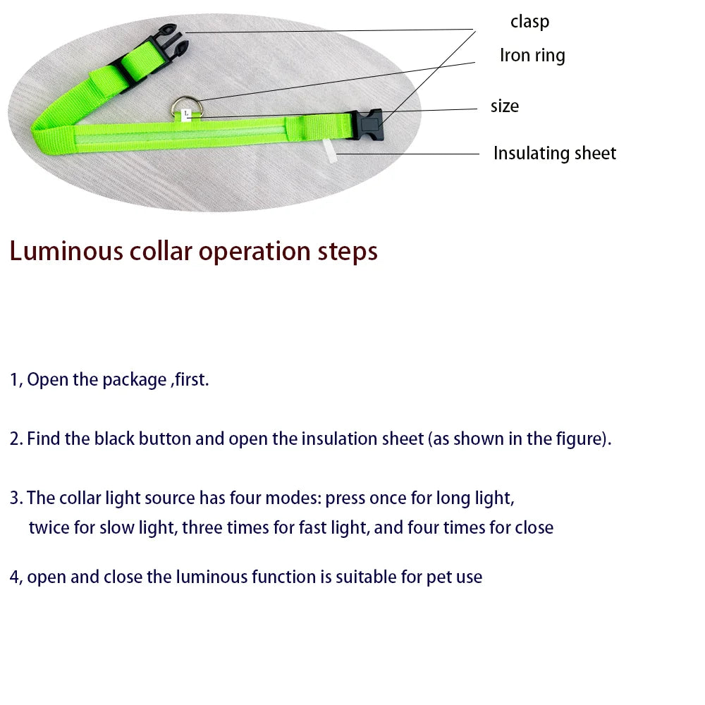 Nylon LED Dog's Collar