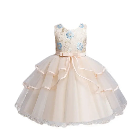 Mädchen-Abendkleid mit Blumenmuster und Spitze – Ärmelloses Sommerkleid für Kinder