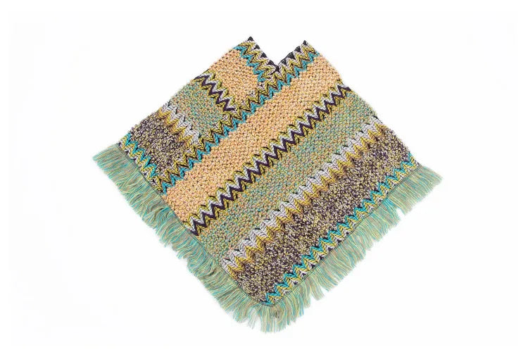 Tassel Poncho Knitting Cotton Warm Travel Shawl