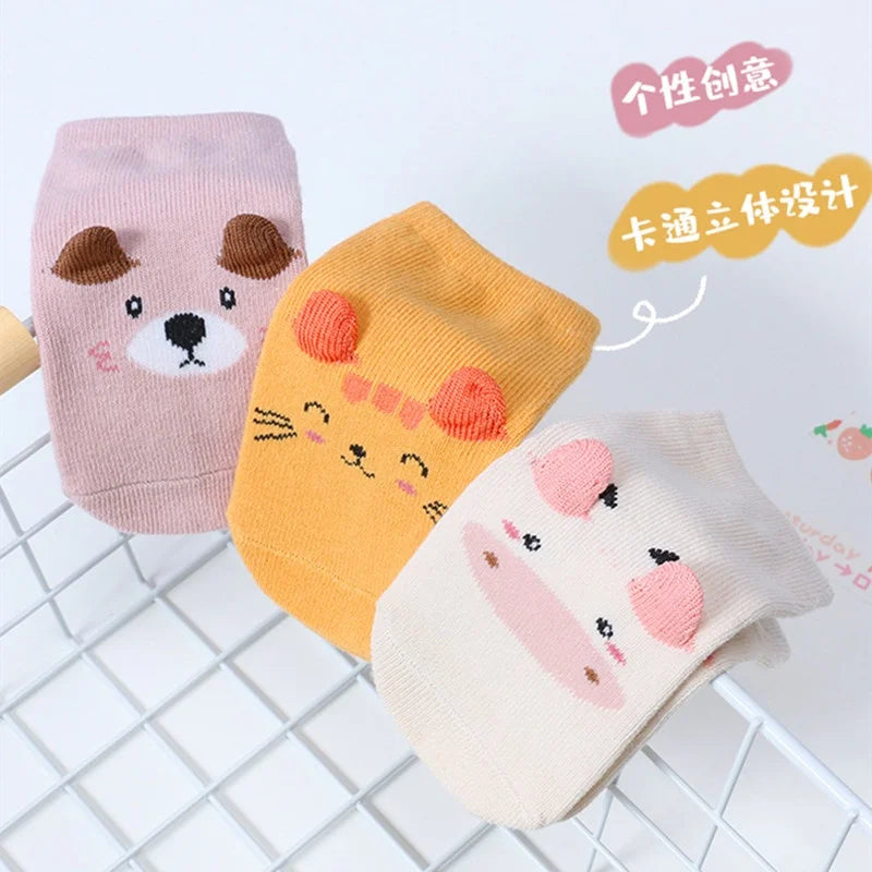 4Pairs/lot Anti-slip Baby Socks Cute Animal Cartoon Baby Boy Girls Socks