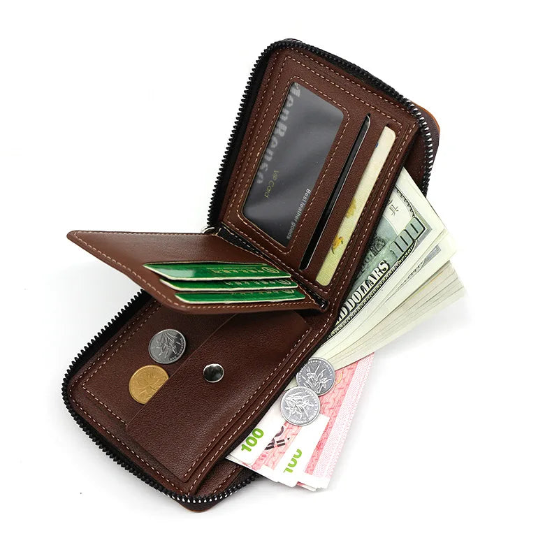Men's PU Wallet with Coin Pocket & Multi-card Holder