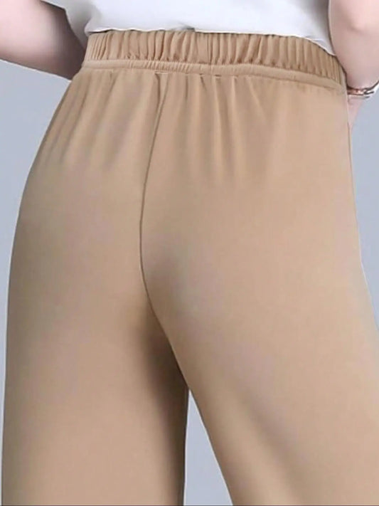 Pantalon droit de bureau à carreaux taille haute pour femmes