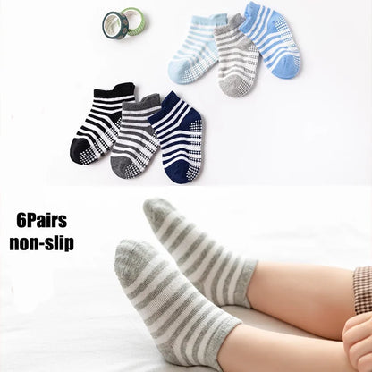 6Pairs/lot Cotton Baby Socks Non-slip Floor Socks