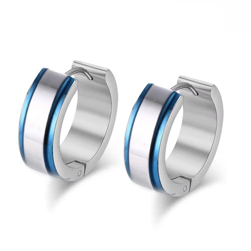 Petites boucles d'oreilles créoles en acier inoxydable pour hommes