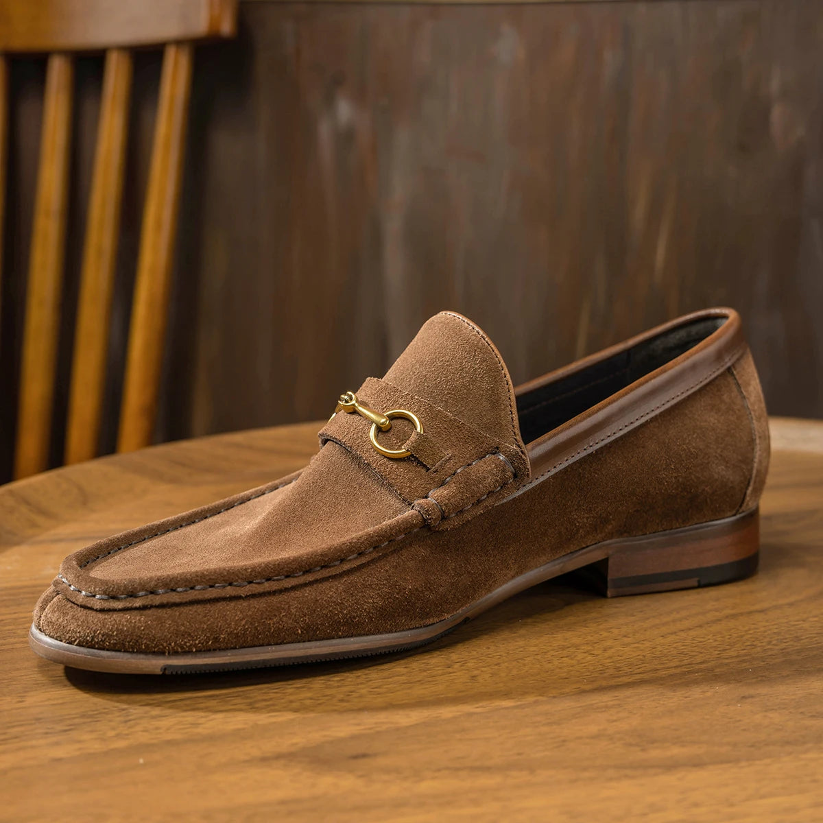Mocassins à enfiler en cuir véritable pour hommes, chaussures d'été