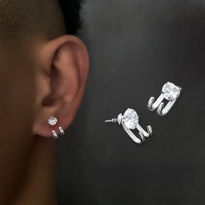 Hip-hop Style Single Zircon Stud Earrings