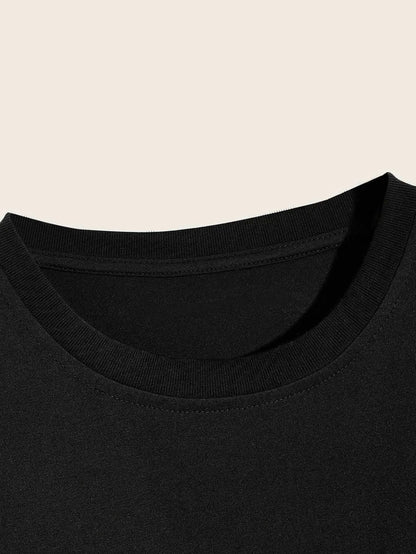 Rose Print T-Shirt - Crew Neck Short-Sleeve T-Shirts