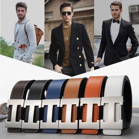 Men's Lightwieght Metal Smooth Genuine Leather Belts