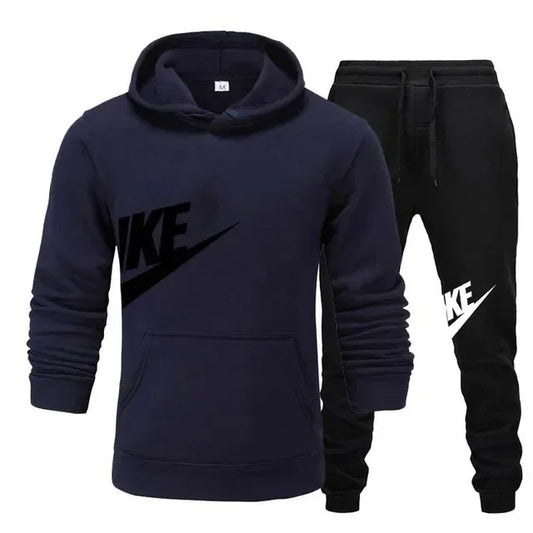 Men's Patchwork Hoodie & Sweatpants Set - Slim Tracksuit