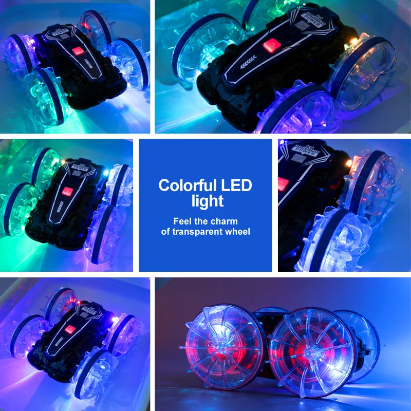 LED Amphibious RC Stunt Car - Dual Remote Control