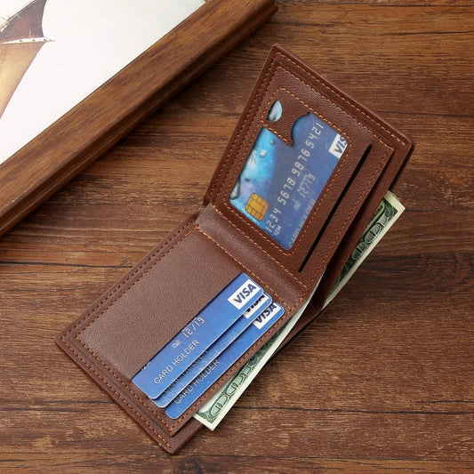 Men's Slim PU Leather Foldable Wallet