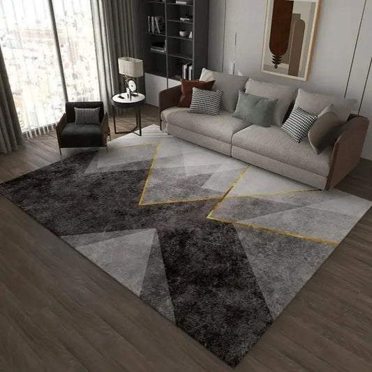 100 × 200 cm großer, geometrischer, wasserfester Samtteppich mit Kristallmuster für das Wohnzimmer – Großer, rutschfester und dekorativer Teppich