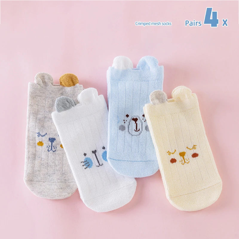 4 Pairs Cartoon Baby Socks Toddler Socks Anti Slip Cotton Floor Socks