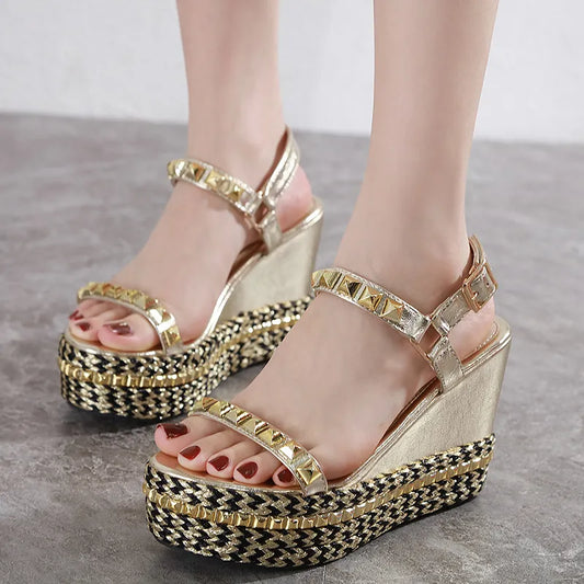 Rivet Glam Ankle Strap Sandals