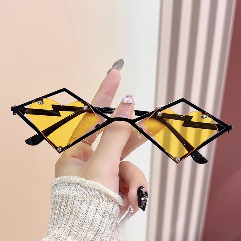 Women's Metal Frame Rimless Heart Sunglasses