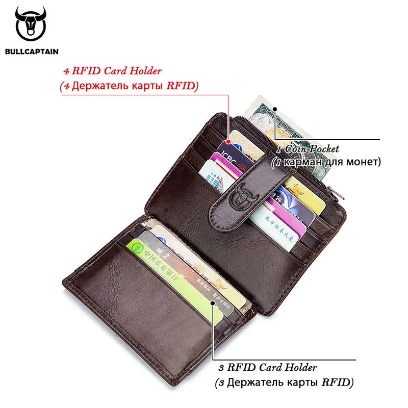 Genuine Leather RFID Blocking Zipper Card Holder Wallet