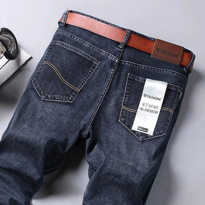 Men's Smart Straight Regular Blue Stretch Denim Jeans