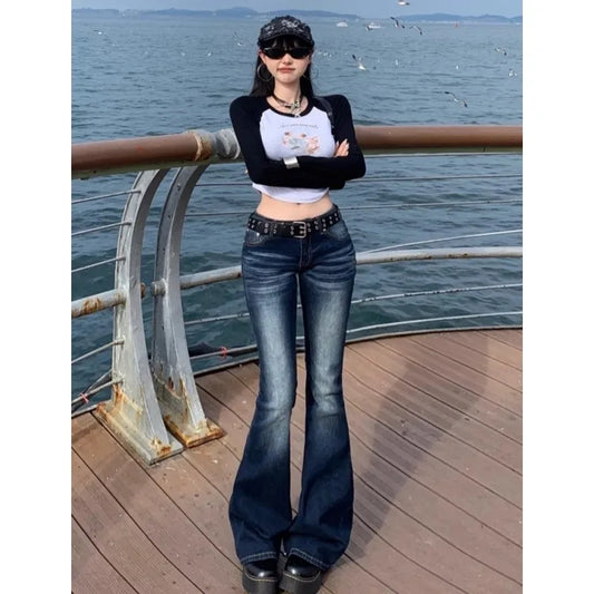 Jean slim évasé en denim High Street pour femme