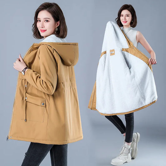 Cotton Puffer Parka Hood - Women's Winter Coat