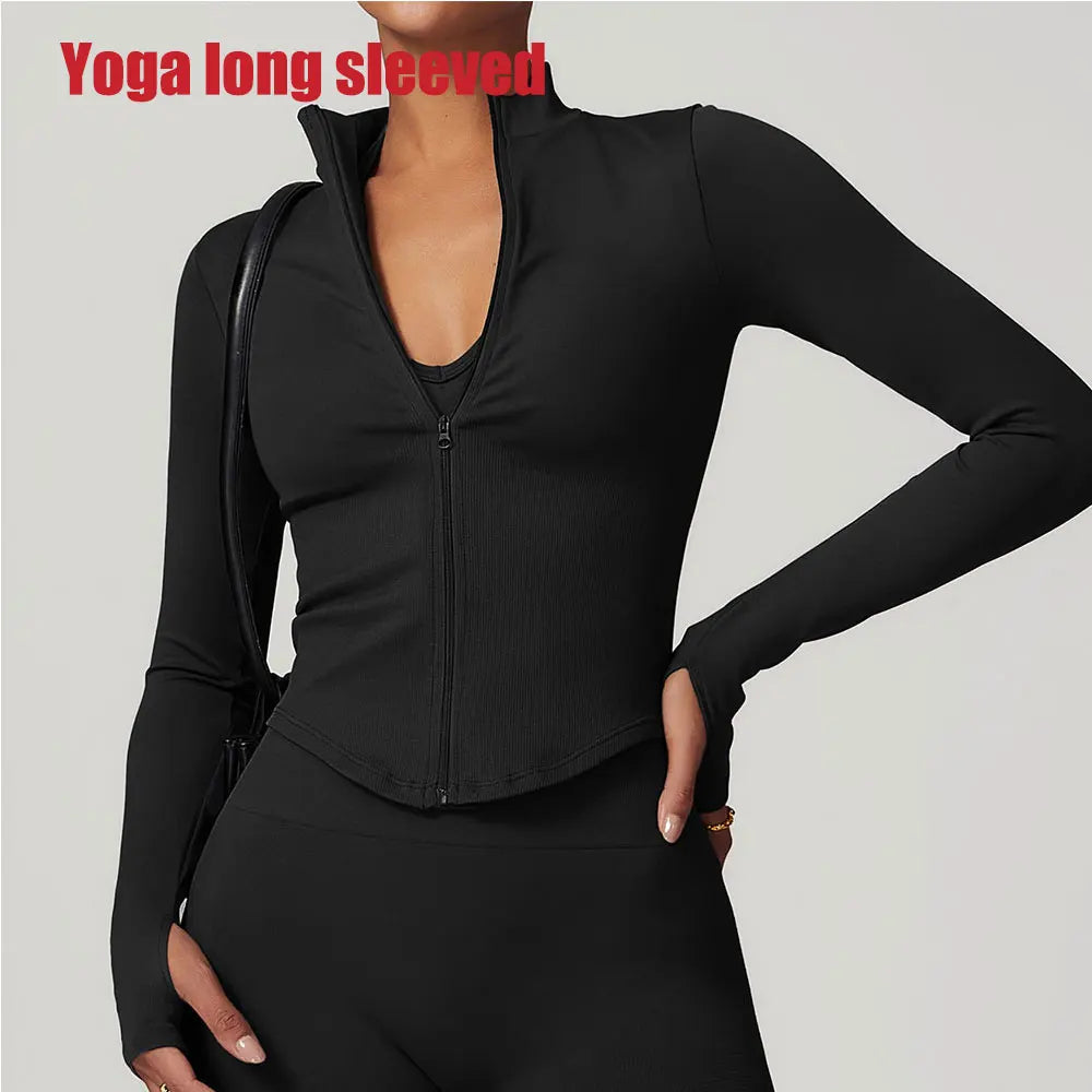 Quick Dry Breathable Running Yoga Gym Tight-Fit Athletic Jacket