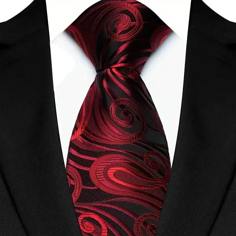 Men's Burgundy Plaid Silk Wedding Tie Set