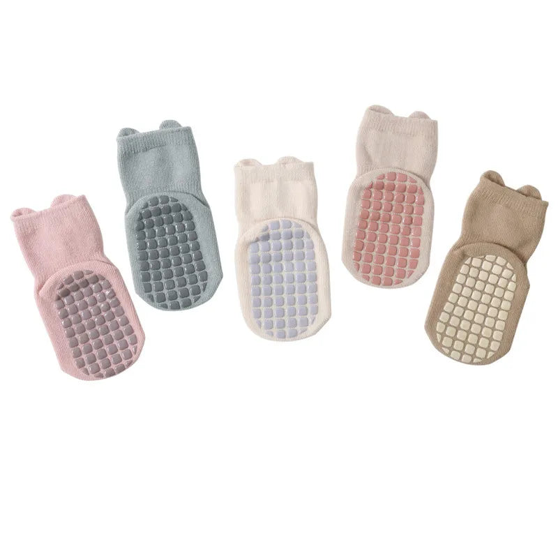 5 Pairs Infant Newborn Baby Girls Anti-Slip Socks Girls Cartoon Floor Stockings