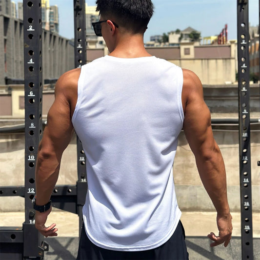 Men's Round Neck Mesh Sleeveless Vest Top