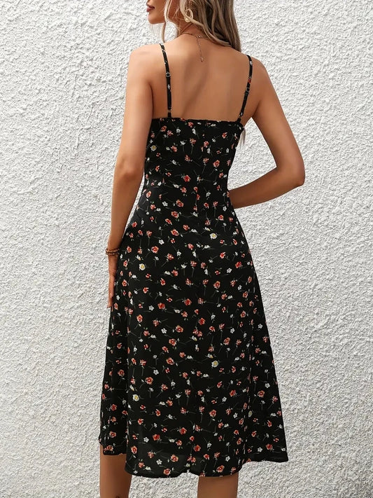 Women's Spaghetti Straps Summer Floral Boho Maxi Dress